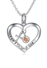 teensy silver light pink cross baby necklace